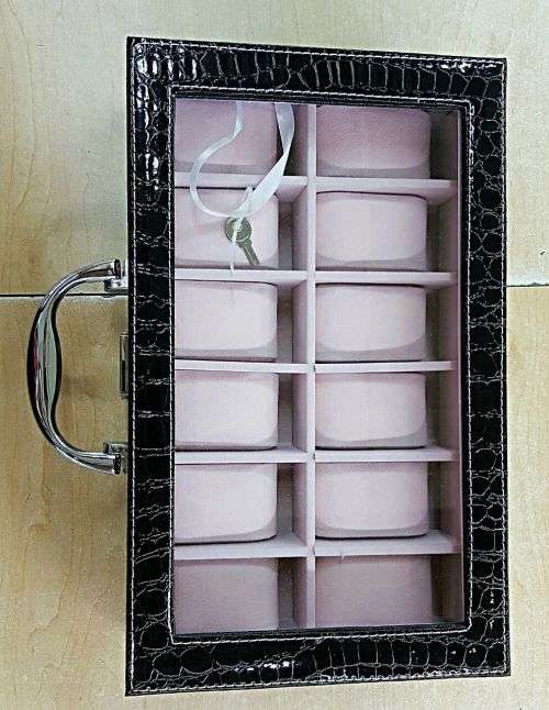 WATCH BOX / DISPLAY / CASE / STORAGE *12 SLOT/ BLOCK/ DIVISION* DYNAMITE BLACK