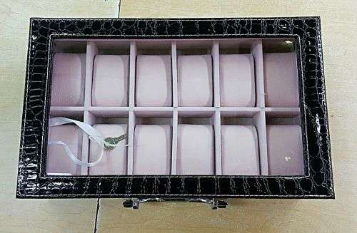 WATCH BOX / DISPLAY / CASE / STORAGE *12 SLOT/ BLOCK/ DIVISION* DYNAMITE BLACK