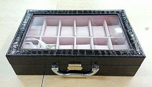 WATCH BOX / DISPLAY / CASE / STORAGE *12 SLOT/ BLOCK/ DIVISION* DYNAMITE BLACK
