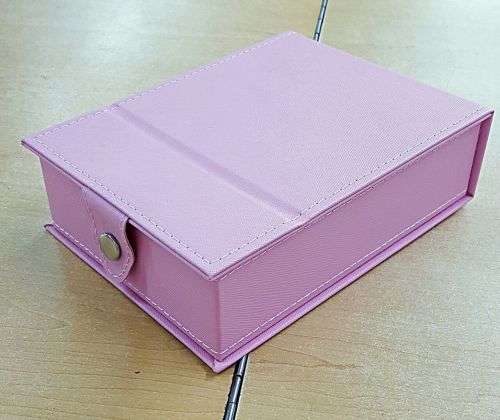 PORTABLE COSMETIC MIRROR WITH RECHARGEABLE LED LIT BORDER AND JEWELRY STORAGE BOX* pink