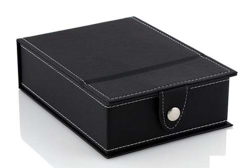 PORTABLE COSMETIC MIRROR WITH RECHARGEABLE LED LIT BORDER AND JEWELRY STORAGE BOX* BLACK