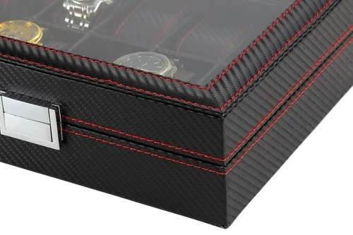 BLACK CARBON 10 SLOT WATCH BOX