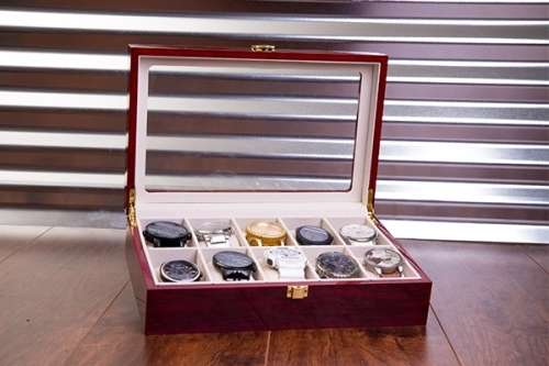 WATCH BOX / DISPLAY / CASE / STORAGE / ORGANISER *10 SLOT/ BLOCK/ DIVISION*DYNAMITE*REAL SOLID WOOD