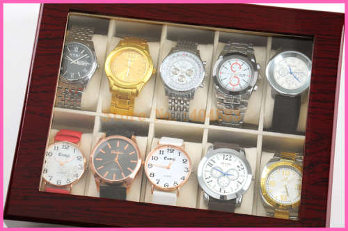 WATCH BOX / DISPLAY / CASE / STORAGE / ORGANISER *10 SLOT/ BLOCK/ DIVISION*DYNAMITE*REAL SOLID WOOD