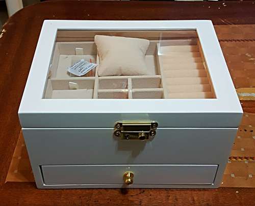 JEWELRY BOX/ CASE *REAL SOLID WOOD* ARCTIC WHITE