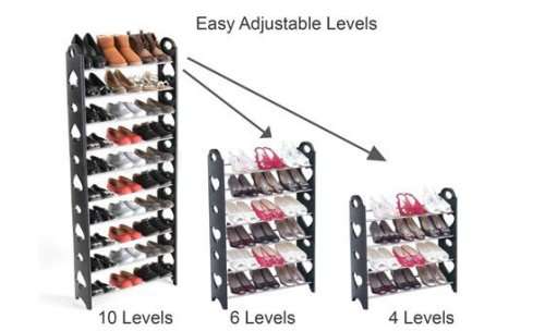 10 TIER 30 PAIR STACKABLE SHOE RACK