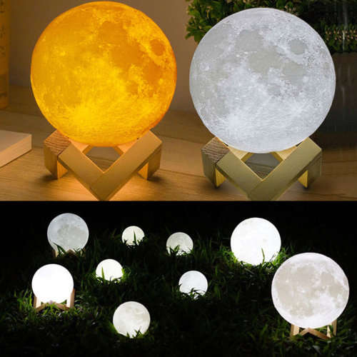MOON LAMP /13CM RECHARGEABLE COLOR ADJUSTABLE WITH STAND