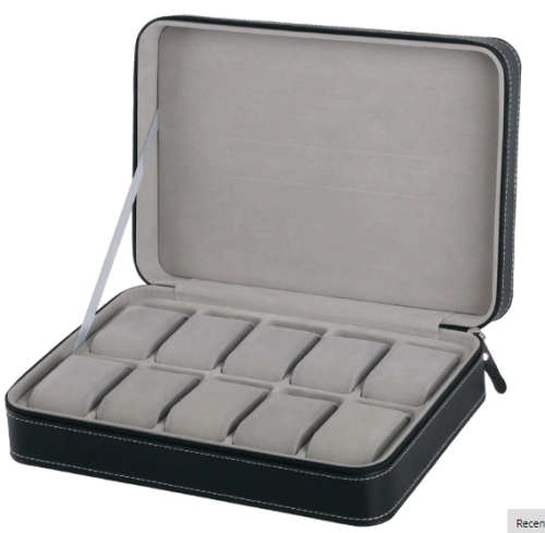 10 SLOT LUXURY ZIPPERED TRAVEL WATCH CASE / ORGANIZER / STORAGE