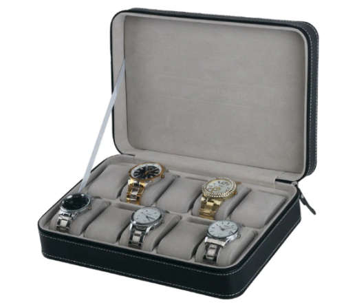 10 SLOT LUXURY ZIPPERED TRAVEL WATCH CASE / ORGANIZER / STORAGE