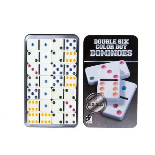 Double Six Color Dot Dominoes Game in a Tin