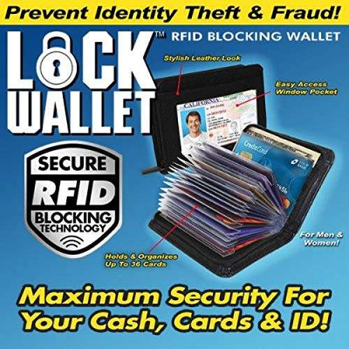 SECURE RFID BLOCKING LOCK WALLET PLUS FREE DISPOSABLE SURGICAL FACE MASK