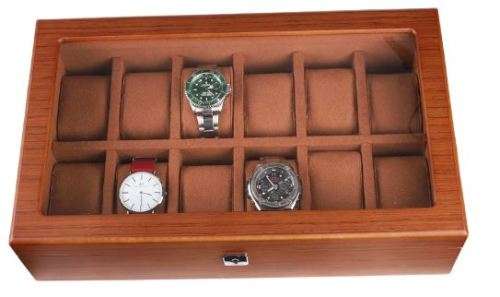 WATCH BOX / DISPLAY / CASE / STORAGE / ORGANISER *12 SLOT/ BLOCK/ DIVISION LUXURIOUS SOLID WOOD