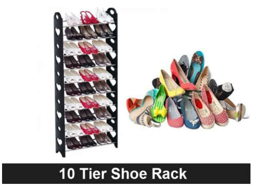 10 TIER 30 PAIR STACKABLE SHOE RACK