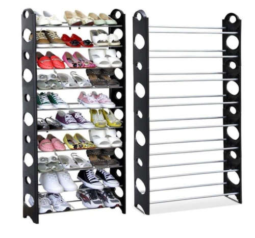 10 TIER 30 PAIR STACKABLE SHOE RACK