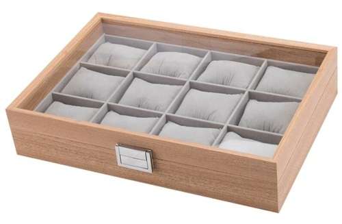 WATCH BOX  DISPLAY  CASE  STORAGE  ORGANISER 12 SLOT BLOCK DIVISION OAK PINE  REAL SOLID WOOD