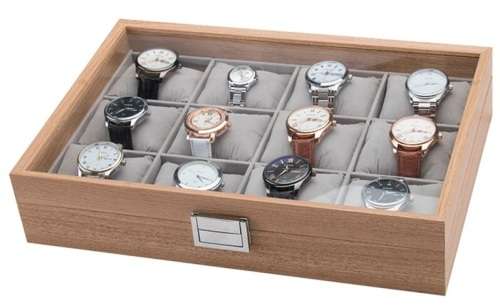 WATCH BOX  DISPLAY  CASE  STORAGE  ORGANISER 12 SLOT BLOCK DIVISION OAK PINE  REAL SOLID WOOD