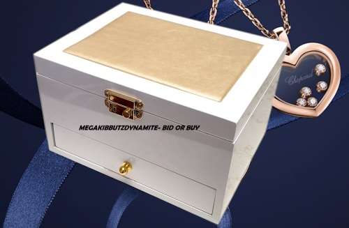 JEWELRY BOX/ CASE *REAL SOLID WOOD* ARCTIC WHITE WITH MIRROR