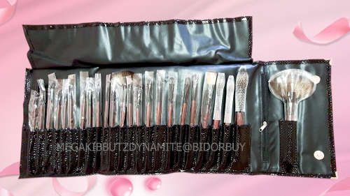 PROFESSIONAL MAKE-UP BRUSH SET WITH CROCODILE PU LEATHER STORAGE ORGANIZING POUCH 24 PIECE SET