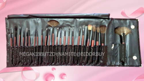 PROFESSIONAL MAKE-UP BRUSH SET WITH CROCODILE PU LEATHER STORAGE ORGANIZING POUCH 24 PIECE SET