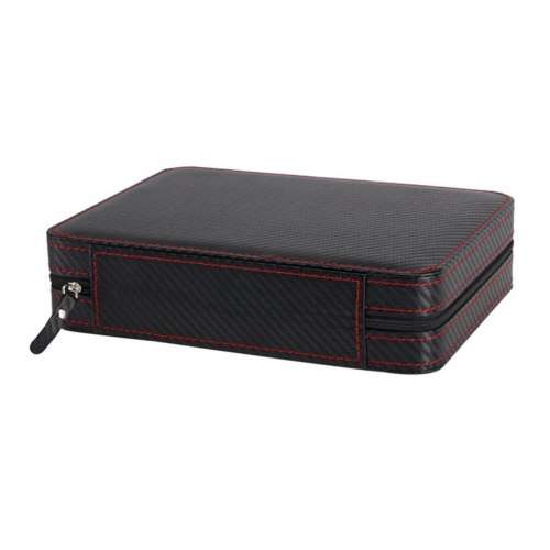 WATCH BOX DISPLAY CASE STORAGE ORGANISER 8 SLOT LUXURY TRAVELLERS ZIPPERED CARBON FIBER DESIGN
