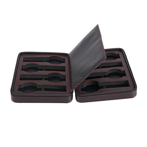WATCH BOX DISPLAY CASE STORAGE ORGANISER 8 SLOT LUXURY TRAVELLERS ZIPPERED CARBON FIBER DESIGN