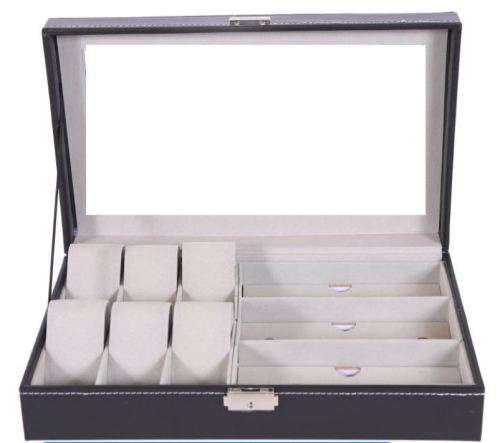 3 Slot Sunglass and 6 Slot Watch Box Display Storage Organiser case