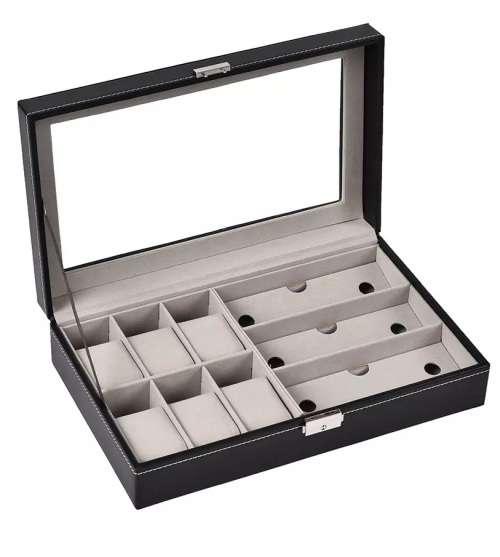 3 Slot Sunglass and 6 Slot Watch Box Display Storage Organiser case