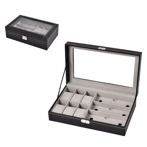 3 Slot Sunglass and 6 Slot Watch Box Display Storage Organiser case