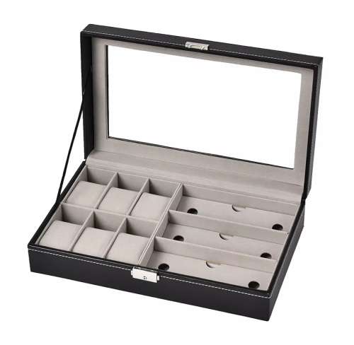3 Slot Sunglass and 6 Slot Watch Box Display Storage Organiser case