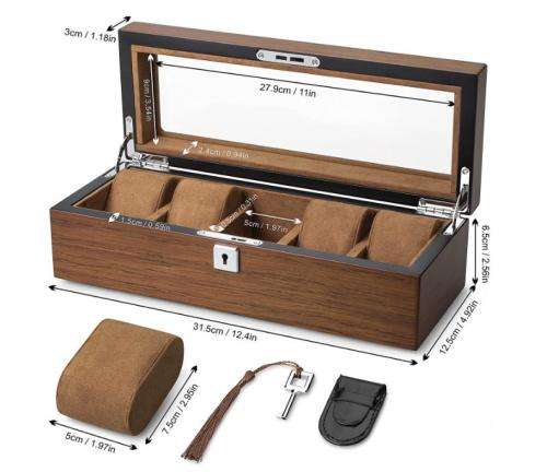 WATCH BOX  DISPLAY  CASE  STORAGE  ORGANISER 5 SLOT BLOCK DIVISION QUALITY SOLID WOOD