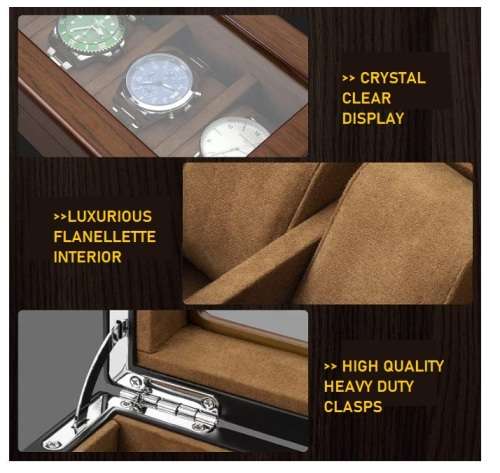 WATCH BOX  DISPLAY  CASE  STORAGE  ORGANISER 12 SLOT BLOCK DIVISION QUALITY SOLID WOOD