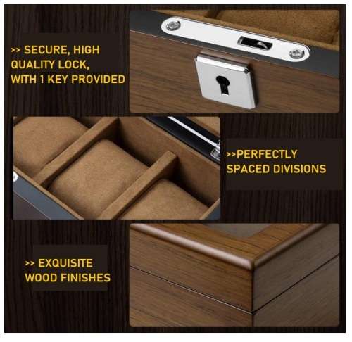 WATCH BOX  DISPLAY  CASE  STORAGE  ORGANISER 12 SLOT BLOCK DIVISION QUALITY SOLID WOOD