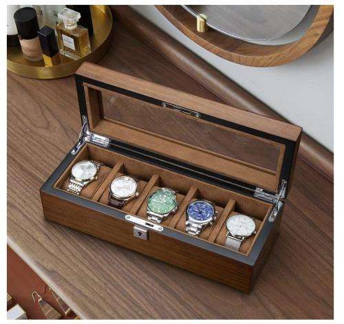 WATCH BOX  DISPLAY  CASE  STORAGE  ORGANISER 5 SLOT BLOCK DIVISION QUALITY SOLID WOOD