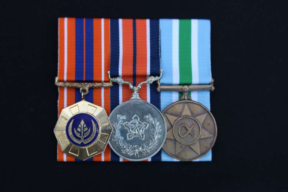 Trio: Pro Patria (Low number #5259), General Service and Unitas Medals EF