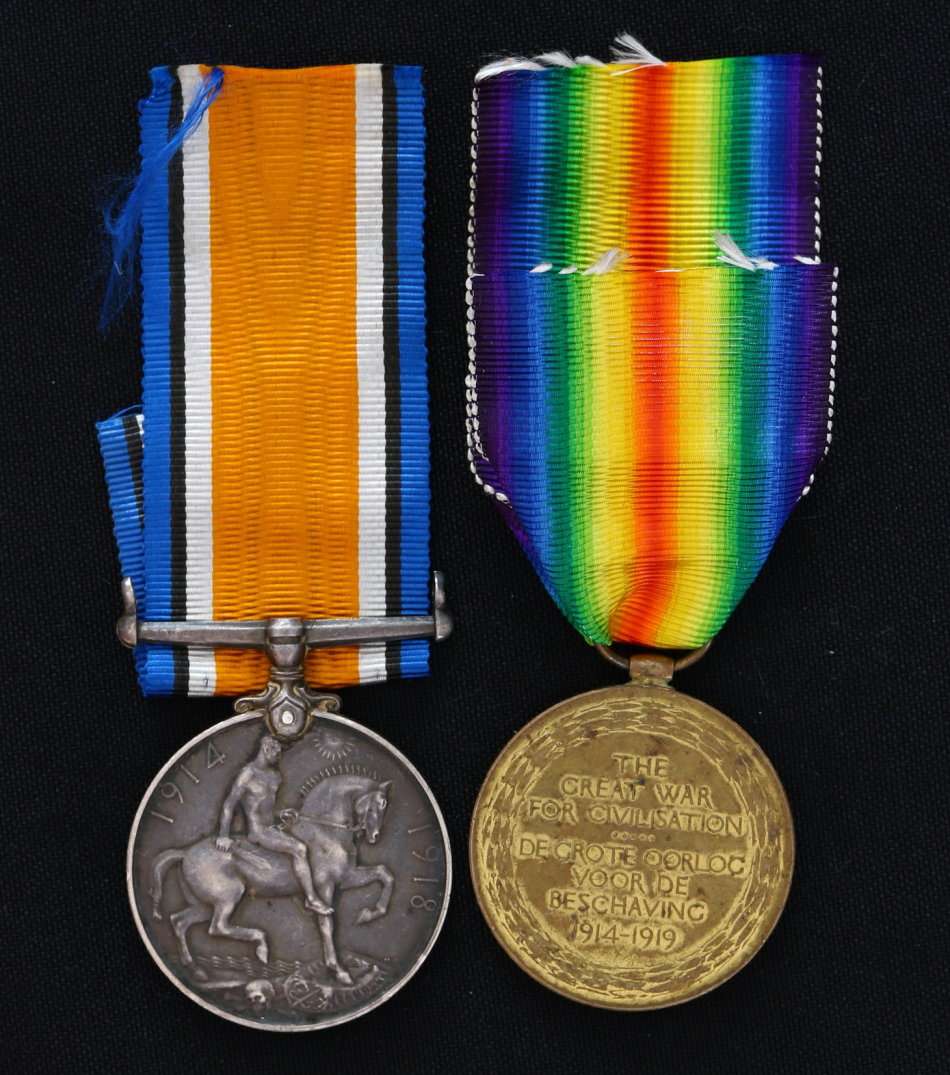 Pair: British War and Victory Medal served with 7 SAI (DIED OF WOUNDS) NEF