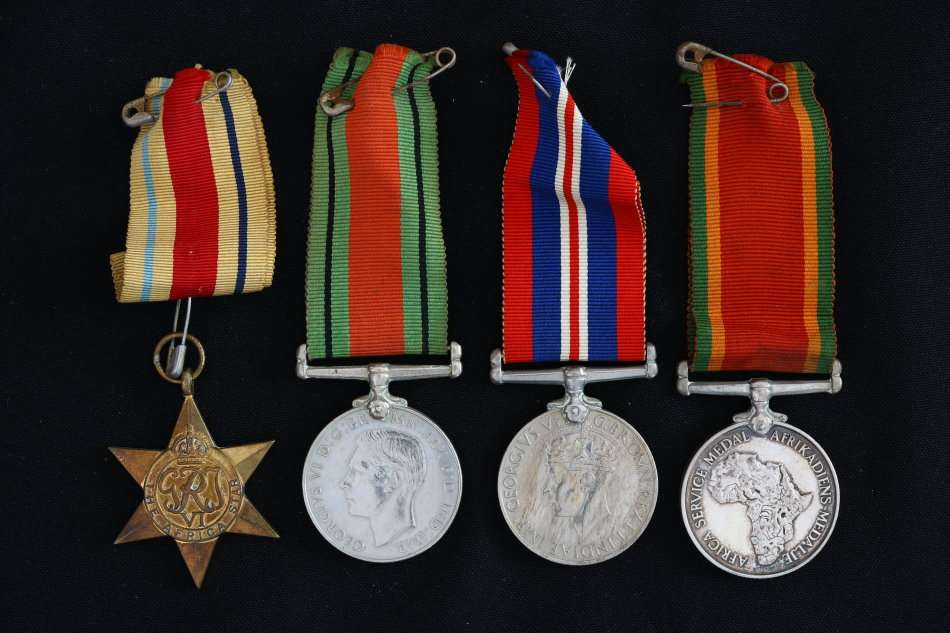 Four: Africa Star, Defence Medal, War Medal & Africa Service Medal EF
