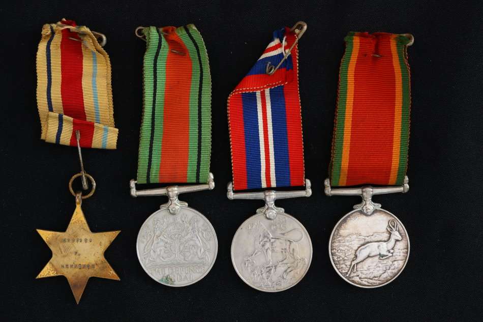 Four: Africa Star, Defence Medal, War Medal & Africa Service Medal EF