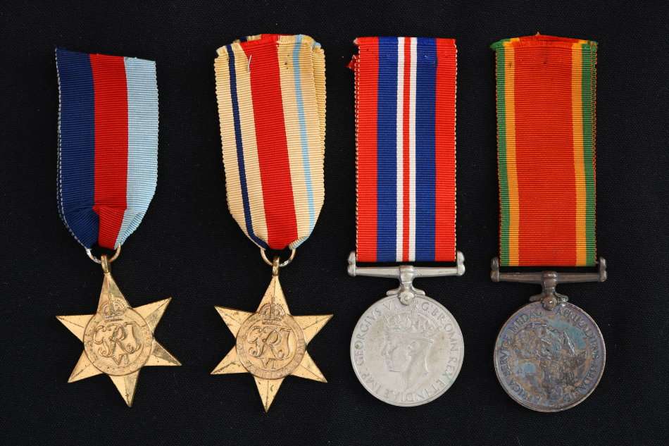Four: 1939 - 45 Star, Africa Star, War Medal & Africa Service Medal EF