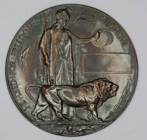 Miniature (3¼ inch diameter) unnamed WWI Memorial Plaque EF