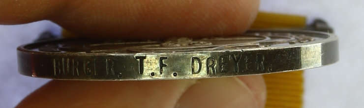 ABO medal to Burger Thomas Frederik Dreyer Wakkerstroom Commando EF