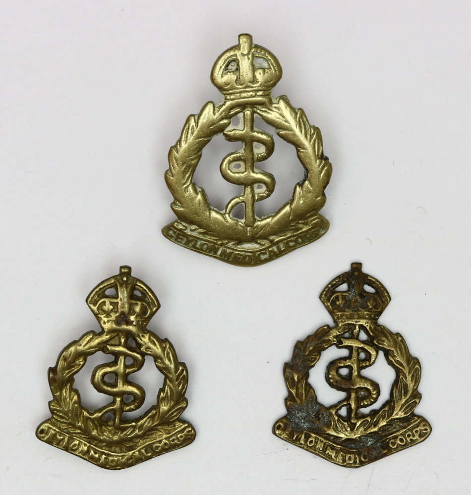 Lot of Royal Ceylon Medical Corps badges