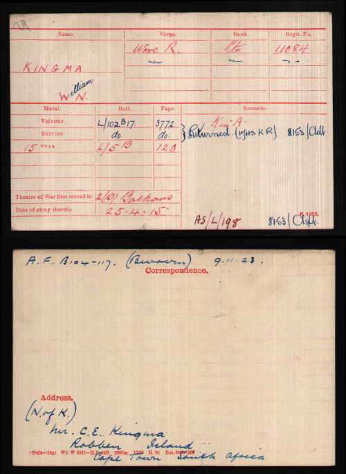 Memorial plaque William Nicholas Kingma EF