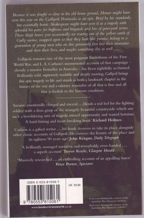 Gallipoli LA Carlyon soft cover 747 pages