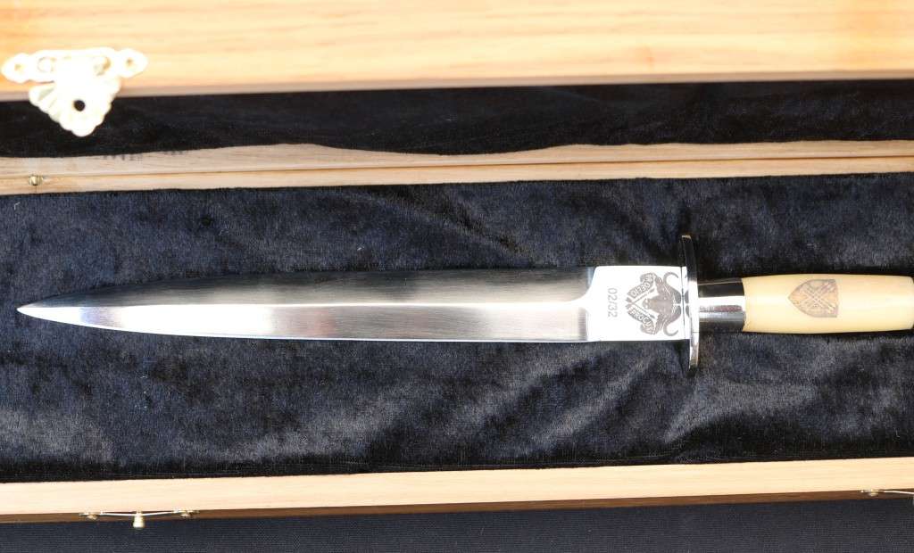 Limited Edition 32 Battalion Fairbairn-Sykes style dagger with giraffe bone handle No. 2/32