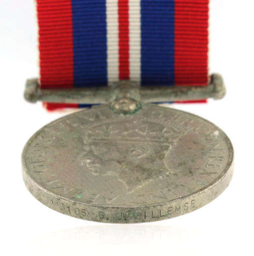 War Medal 1939 - 1945 awarded to a South African named WWII