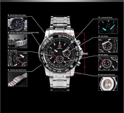 SHARK SPORTS WATCH - Casio Edifice Style- 6 hands- free shipping - lowest price
