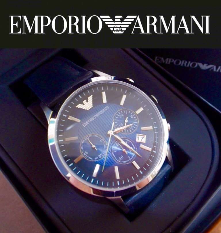 EMPORIO ARMANI AR2473 CLASSIC CHRONOGRAPH - BLUE DIAL NAVY LEATHER STRAP