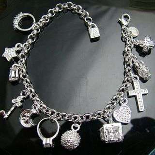 925 sterling silver stamped filled charm bracelet with FREE CHARMS