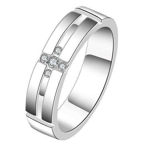 New 925 sterling silver filled Cross design ring with Genuine Austrian AAA crystals