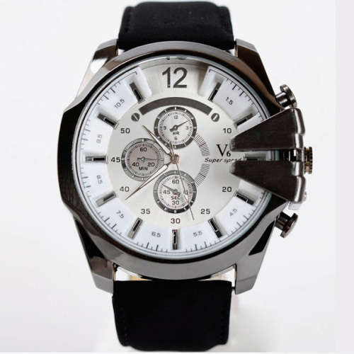 Luxury Military Army Quartz Analog Fashion Mens leather Strap V6 Sport Wrist watch